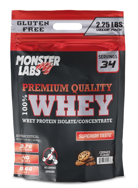 100% Whey Protein 2.25 lbs (1kg) - Fast-Absorbing Isolate & Concentrate Blend for Muscle Recovery (Cookies)