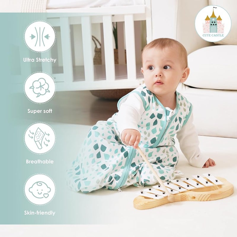 Cute Castle Baby Sleep Sack 0-6 Months - Lightweight 100% Cotton 2-Way Zipper TOG 0.5 Infant Wearable Blanket, Newborn Essentials Toddler Sleep Clothes (3 Pack Green) - Image 2