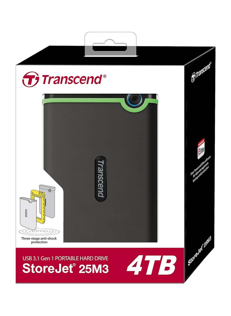 ترانسيند TS4TSJ25M3S 4 تيرابايت Storejet 25M3S واجهة USB 3.1 Gen 1 متينة مقاس 2.5 بوصة - Image 5