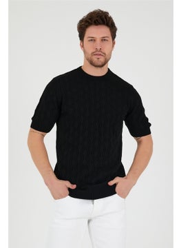 Cool Tarz Cool Style Black Men's Round Neck Patterned Knitted T-Shirt  - Image 2