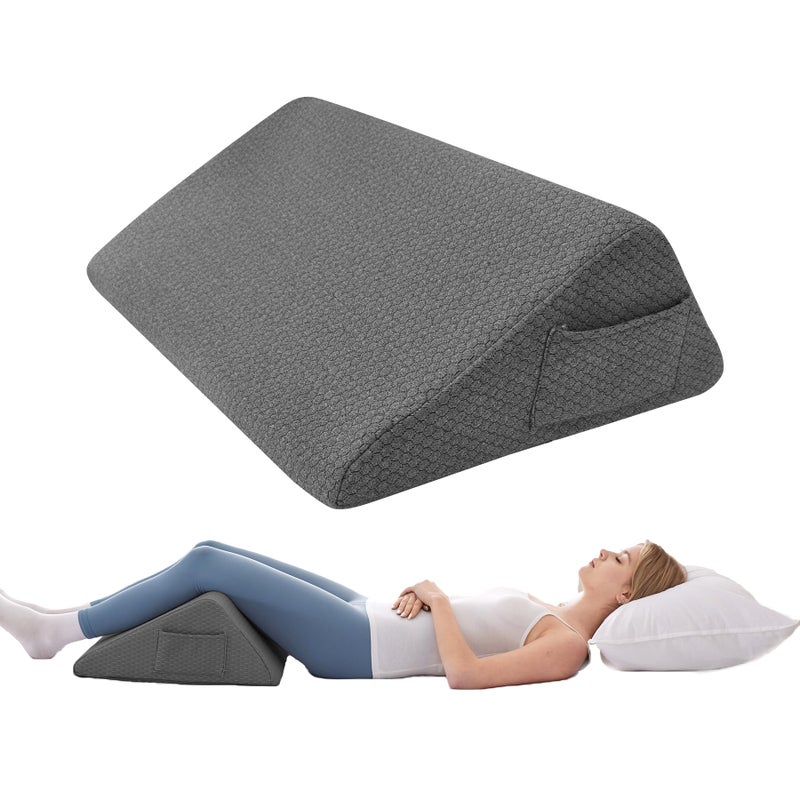 Bedluxe Knee Wedge Pillow, Memory Foam Leg Pillow Knee Pillow for Back Sleeping, Wedge Pillows for Legs Post Surgery, Triangle Pillow for Knee Support, Leg Elevation, Knees Hip Back Pain Relief, Black - Image 1