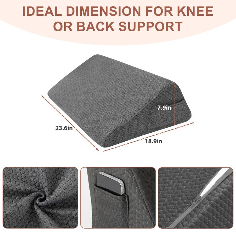 Bedluxe Knee Wedge Pillow, Memory Foam Leg Pillow Knee Pillow for Back Sleeping, Wedge Pillows for Legs Post Surgery, Triangle Pillow for Knee Support, Leg Elevation, Knees Hip Back Pain Relief, Black - Image 4