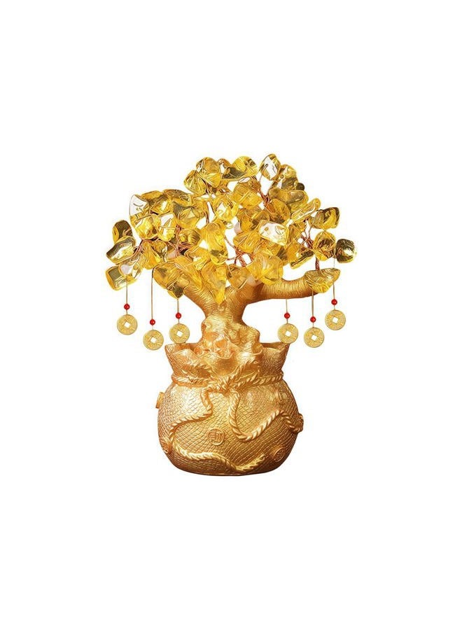 Chiorgone Citrine Crystal Money Tree – Feng Shui Wealth for Prosperity, Golden Money Bag Bonsai, Lucky Gemstone Tree for Home & Office - Image 1