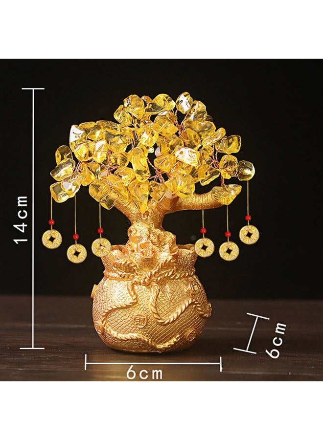 Chiorgone Citrine Crystal Money Tree – Feng Shui Wealth for Prosperity, Golden Money Bag Bonsai, Lucky Gemstone Tree for Home & Office - Image 2
