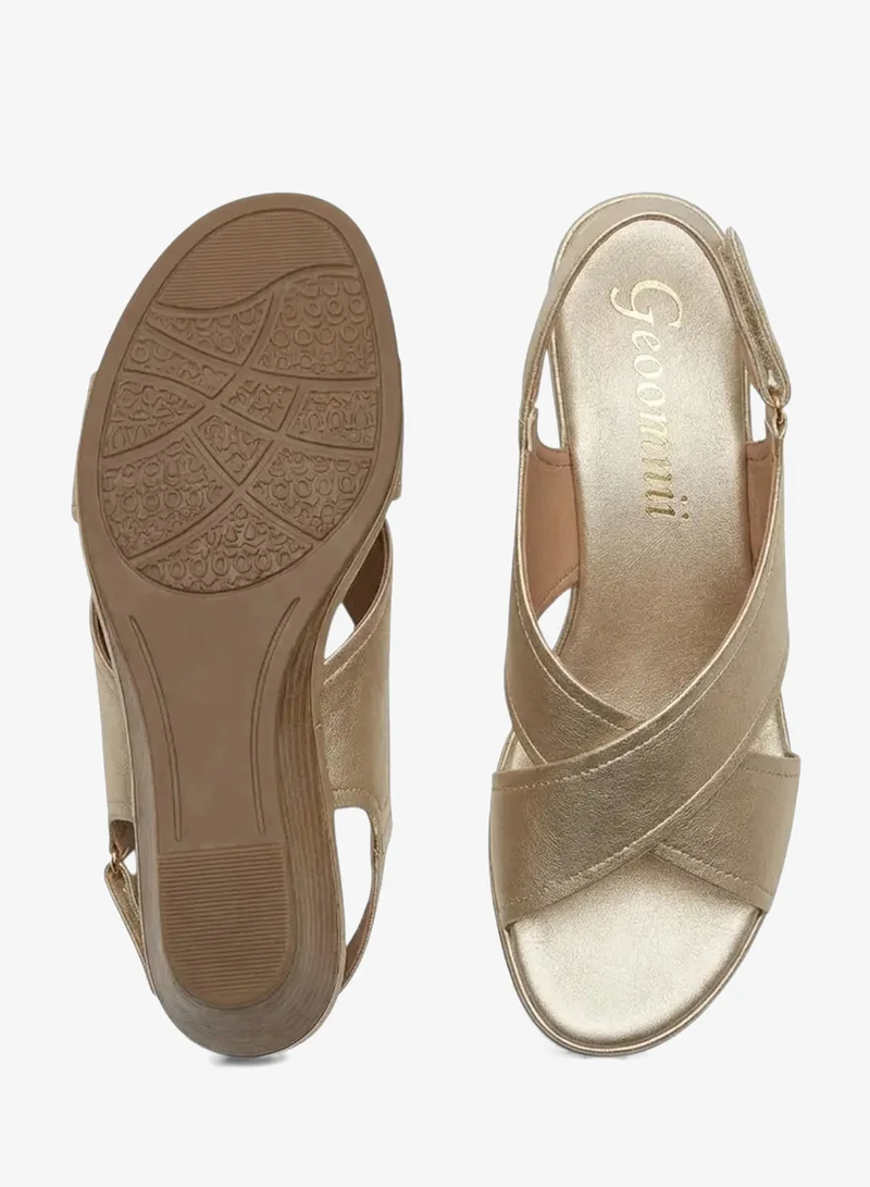 Geoomnii Gold Women’s Sandals with Back Strap – Comfortable, Stylish & Secure Fit for Women | Best Price UAE