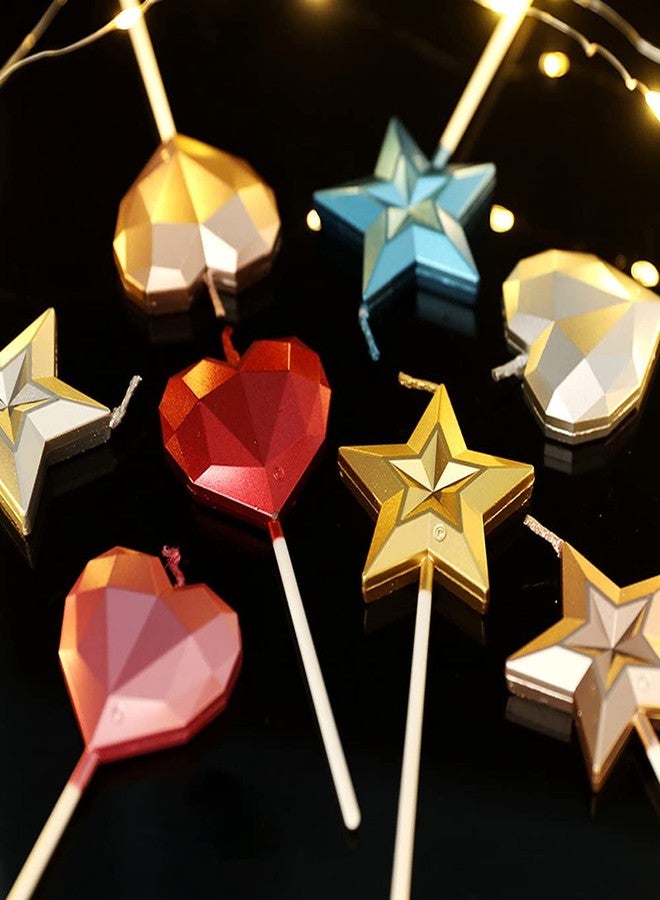 T-shin Star Shaped Birthday Candle,Metallic Multicolor 3D Design Cake Candles,Creative Fun Long Thin Wedding Birthday Candles Set,Party Supplies,Cake Decoration (Gold) - Image 4