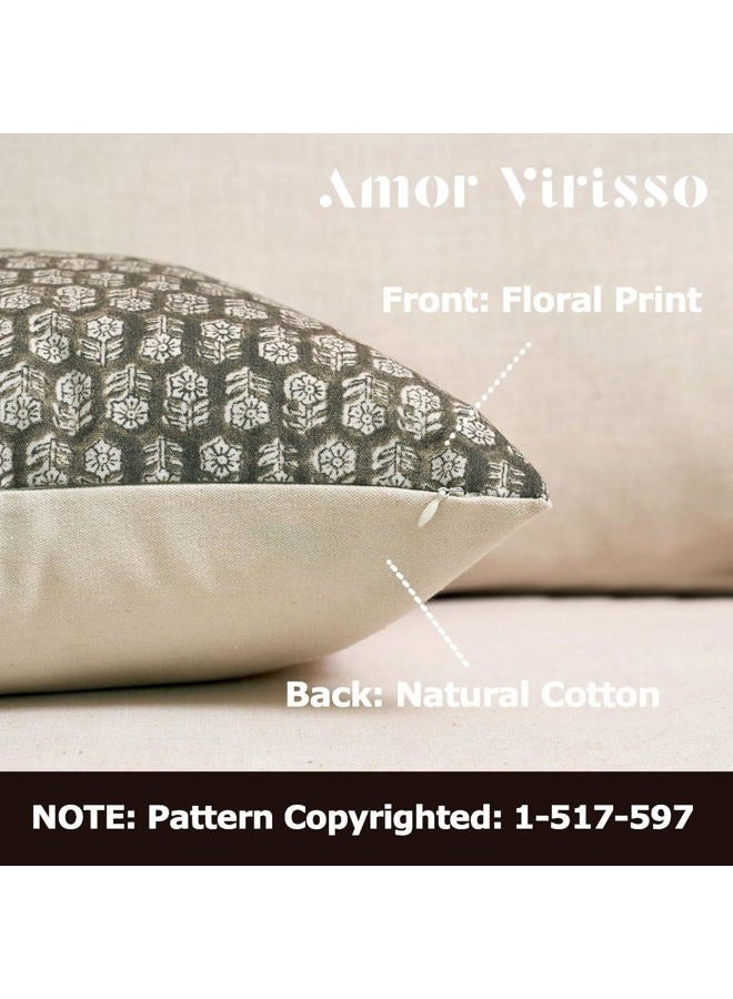 Amor Virisso 20x20 Pillow Covers Floral Pillow Covers Farmhouse Neutral Pillow Covers Decorative Pillows for Couch Accent Sofa Pillows 1PC, Olive Green - Image 2