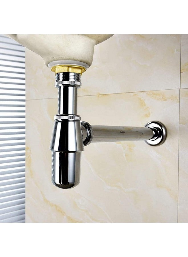 RUHE صمام زجاجة Ruhe® ARC | صمام زجاجة كامل من النحاس مع فلانج حائط وأنبوب بطول 12 بوصة | للحمام وأحواض الغسيل - Image 1
