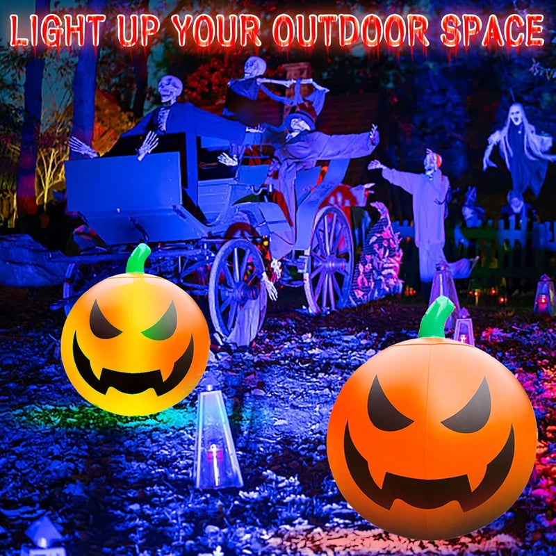 klarako Halloween Ball, Halloween Pumpkin, Halloween Inflatables, Exclusively for Halloween Decoration Remote Control Luminous Inflatable Lantern Ball Christmas Room Decor - Image 3