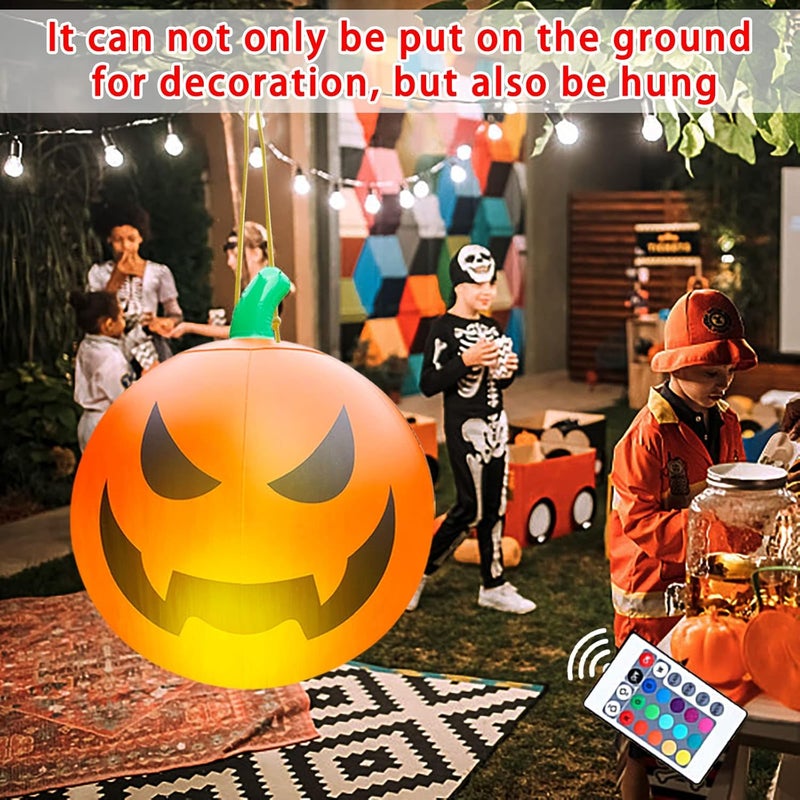 klarako Halloween Ball, Halloween Pumpkin, Halloween Inflatables, Exclusively for Halloween Decoration Remote Control Luminous Inflatable Lantern Ball Christmas Room Decor - Image 4