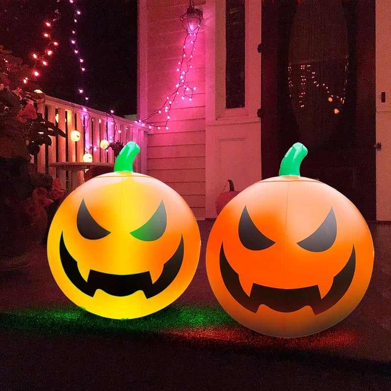 klarako Halloween Ball, Halloween Pumpkin, Halloween Inflatables, Exclusively for Halloween Decoration Remote Control Luminous Inflatable Lantern Ball Christmas Room Decor - Image 1