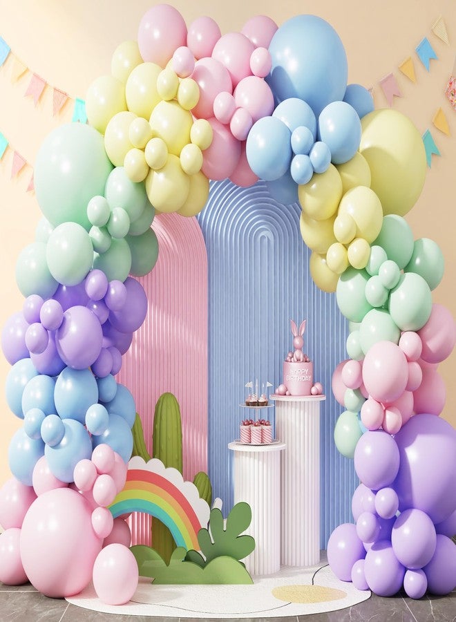 RUBFAC 129pcs Pastel Balloons Different Sizes 18 12 10 5 Inch, Macaron Rainbow Latex Balloon Arch Kit for Baby Shower Birthday Party Gender Reveal Garland Decoration - Image 5