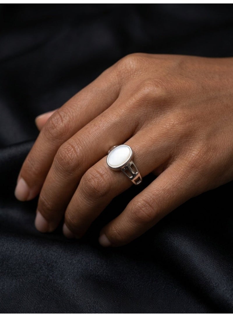 Kanira Premium 925 Sterling Silver Multi-Row Graduated Ring with Pearl | Minimalist 3-Stone Split Band for Women | KANIRA | Size 6 - Image 1