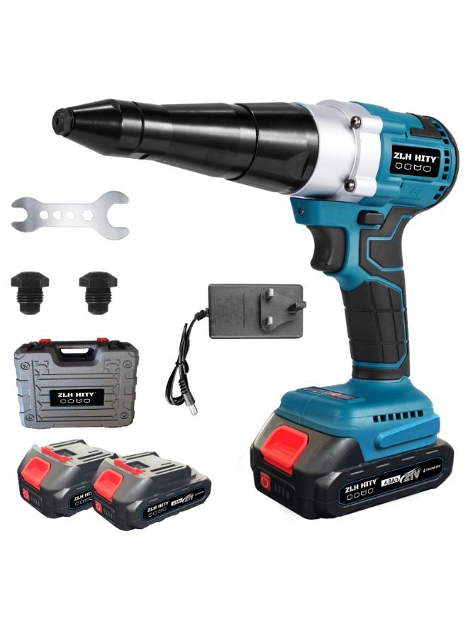ZLH HITY Cordless Rivet Gun, Brushless Riveting Gun with 20,000N Torque, 20mm Stroke, Electric Rivet Gun with 2x4.0Ah Battery, Electric Drill Riveting Tool for Steel/Aluminium Rivets 2.4-5.0mm - Image 1