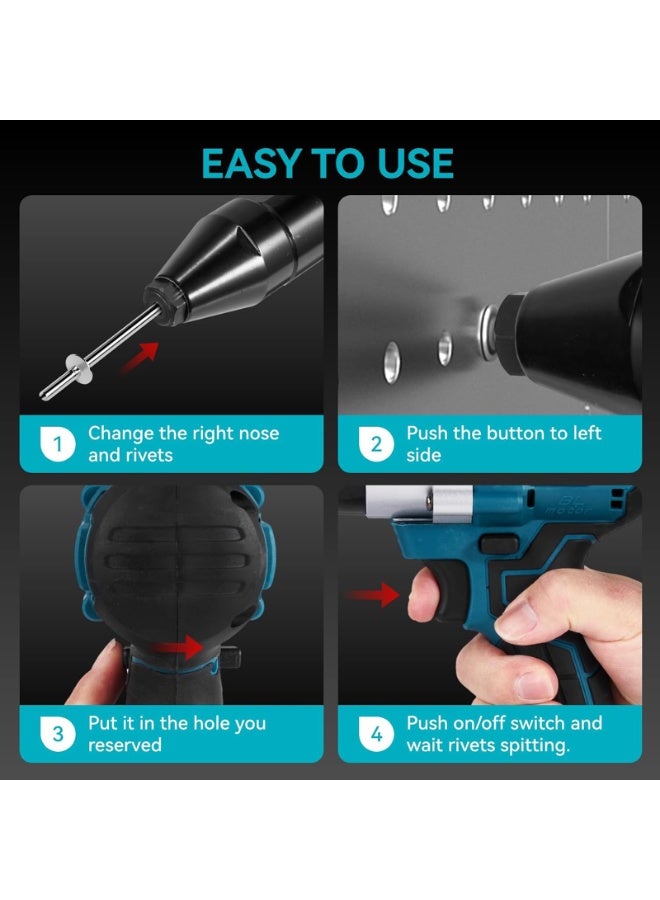 ZLH HITY Cordless Rivet Gun, Brushless Riveting Gun with 20,000N Torque, 20mm Stroke, Electric Rivet Gun with 2x4.0Ah Battery, Electric Drill Riveting Tool for Steel/Aluminium Rivets 2.4-5.0mm - Image 5