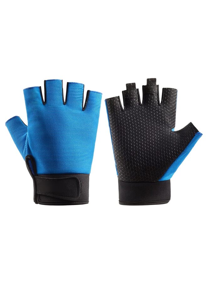 LAMAY Fingerless Fishing, Kayaking, Cycling & More Sports Gloves, Men & Women (Size: BLUE-M) - Image 1