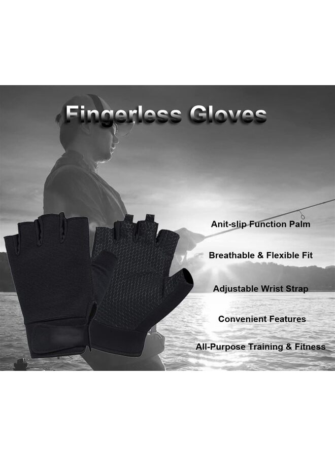 LAMAY Fingerless Fishing, Kayaking, Cycling & More Sports Gloves, Men & Women (Size: BLUE-M) - Image 2