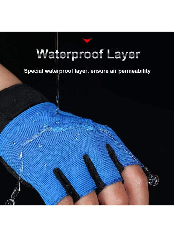 LAMAY Fingerless Fishing, Kayaking, Cycling & More Sports Gloves, Men & Women (Size: BLUE-M) - Image 5