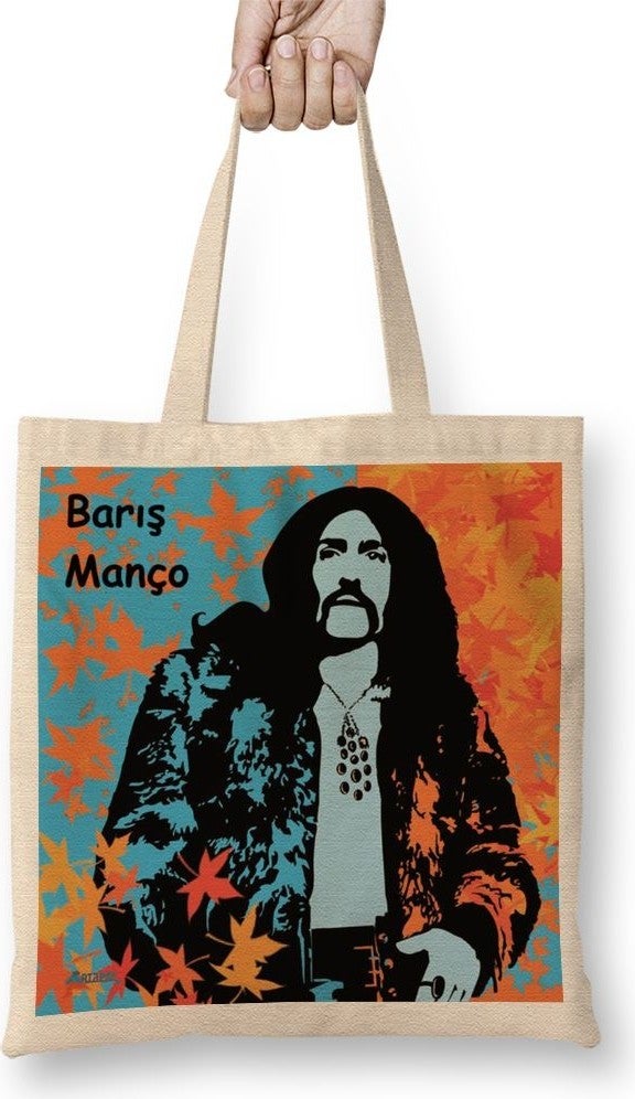Baskı Dükkanı Print Shop Barış Manço 02 Cloth Bag Long Handle 