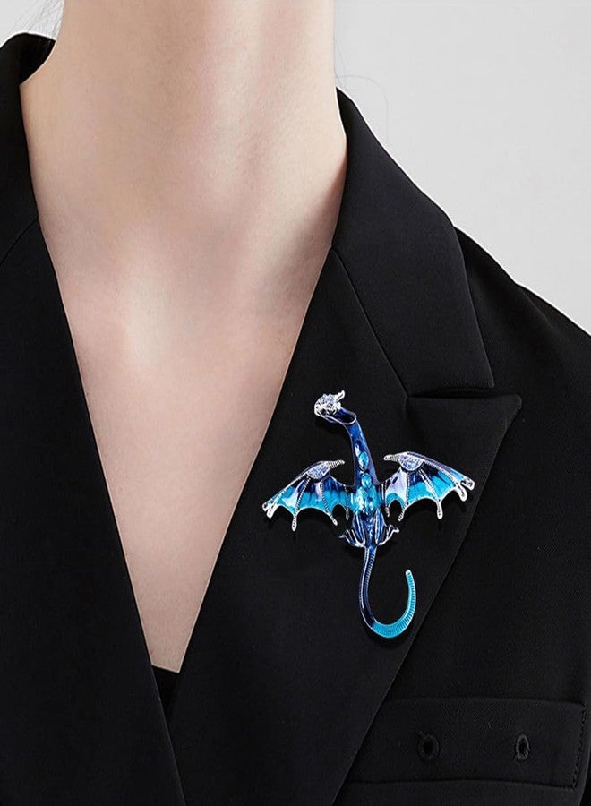 MIFYNN Enamel Dragon Brooch Vintage Punk Dragon Animal Brooch Domineering Flying Dragon Brooch Personality Clothing Hat Bag Accessories for Men and Women (Blue) - Image 2