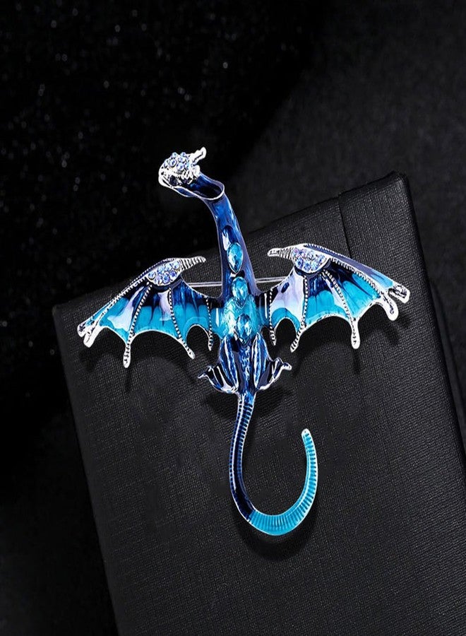 MIFYNN Enamel Dragon Brooch Vintage Punk Dragon Animal Brooch Domineering Flying Dragon Brooch Personality Clothing Hat Bag Accessories for Men and Women (Blue) - Image 3