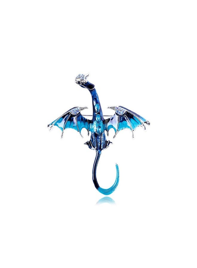 MIFYNN Enamel Dragon Brooch Vintage Punk Dragon Animal Brooch Domineering Flying Dragon Brooch Personality Clothing Hat Bag Accessories for Men and Women (Blue) - Image 1