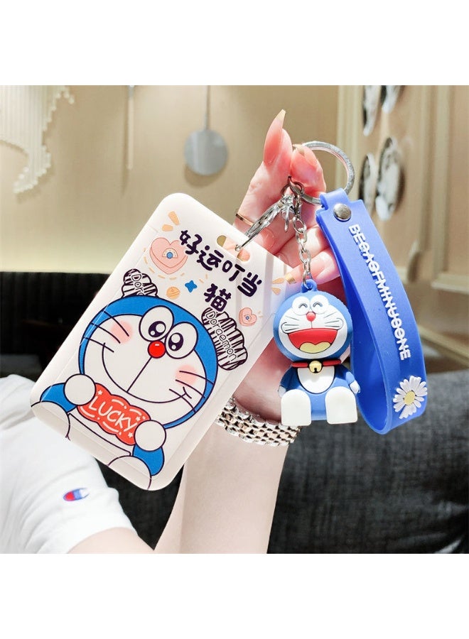 NIBEMINENT 1 - Piece Doraemon Kpop Photo Card Holder Pendant Key Chain ID Badge Holder ID Card Holder Photo Card Protector for School ID Office ID Access Card for Women Girls