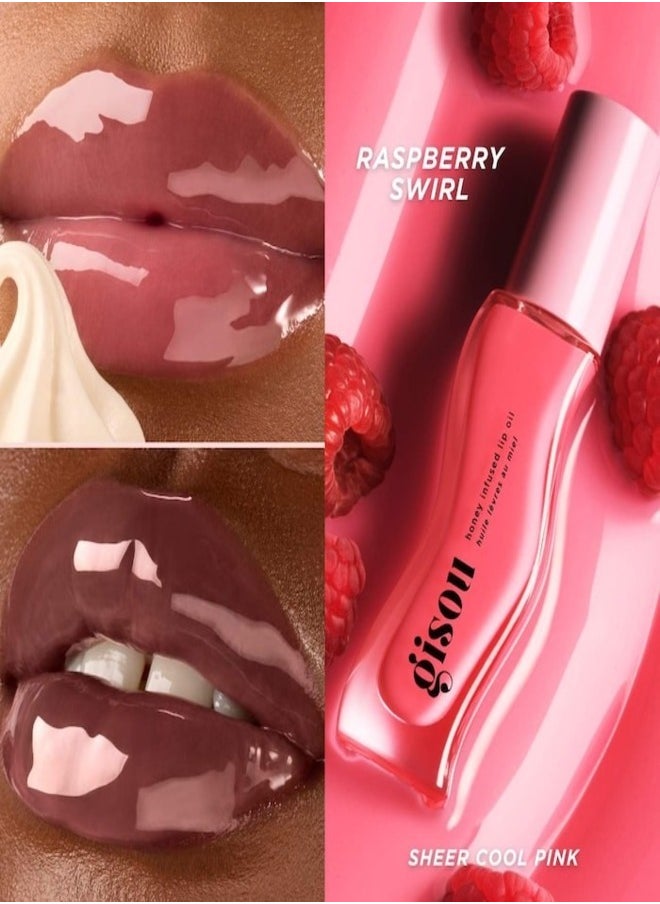 Gisou GISOU Honey Infused Lip Oil Raspberry Swirl | Hydrating Sheer Hot Coral Gloss - 8ml  - Image 4
