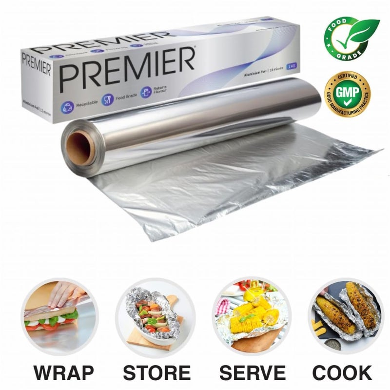 Premier Aluminum Foil -1KG Long (Pack of 1) Durable & Versatile Kitchen Foil for Cooking, Baking, Grilling, and Food Storage | Perfect for Wrapping, Covering, and Insulating Dishes and Leftovers - Image 2