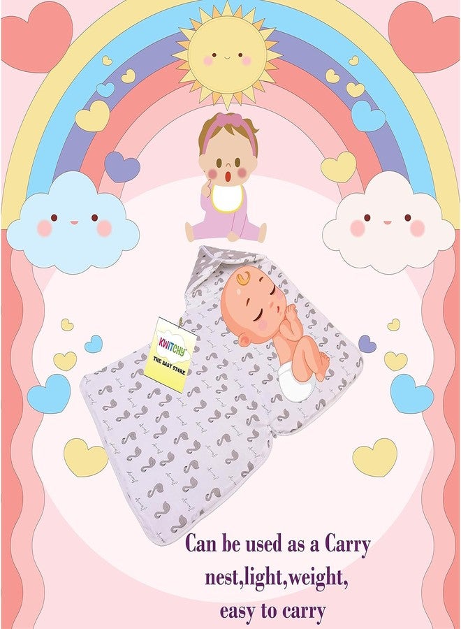 Kwitchy حقيبة حمل قطنية للأطفال حديثي الولادة من كويتشي، مناسبة للسفر، قابلة للطي (من 0 إلى 12 شهرًا)، لون رمادي - Image 5