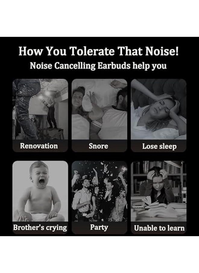 Generic - Black Active Noise Canceling Earbuds Wireless Bluetooth Sleeping Noise Cancelling Earbuds Earphones For Sleep Noise Reduction Ear Buds Sleeping Noise Cancellation Bluetooth Headphones Noise Canceling - Image 1