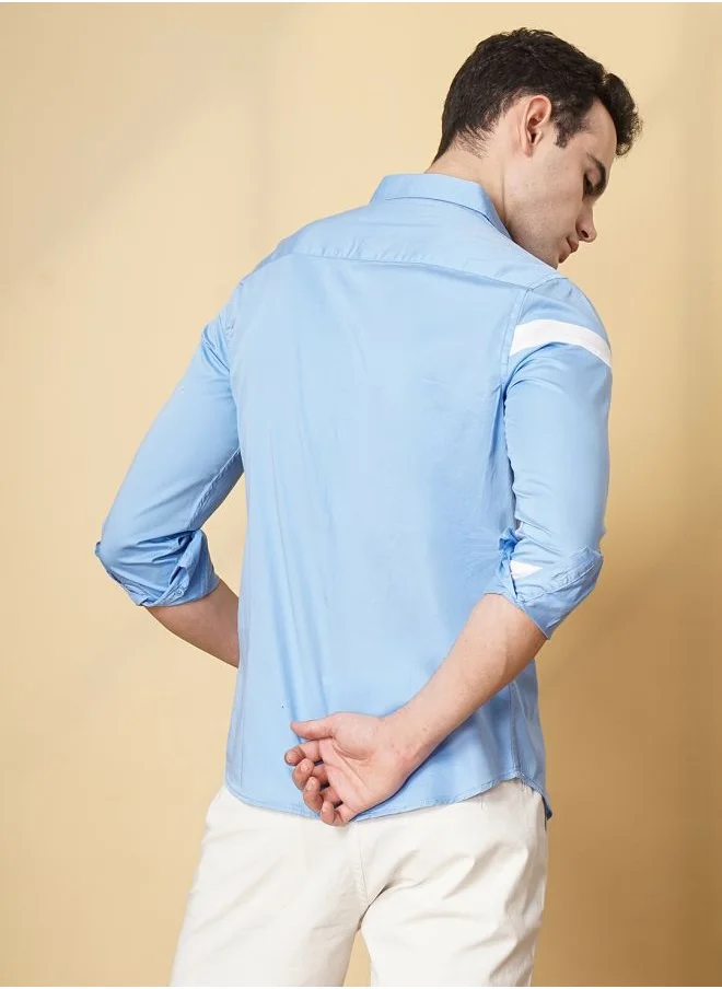شركة المرآب الهندية Men Regular Fit Colourblocked Full Sleeves Spread Collar Casual Shirt