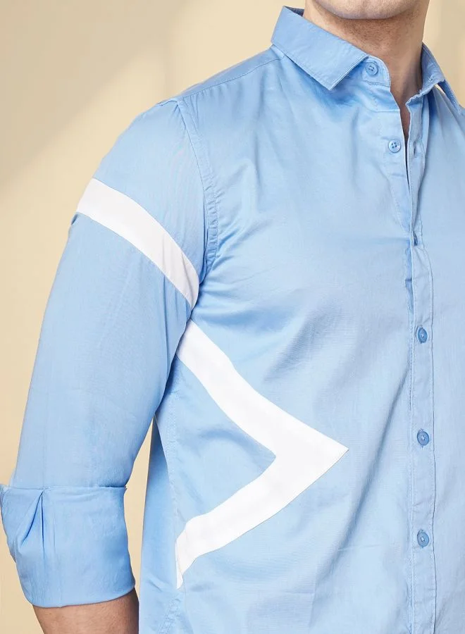 The Indian Garage Co Men Regular Fit Colourblocked Full Sleeves Spread Collar Casual Shirt