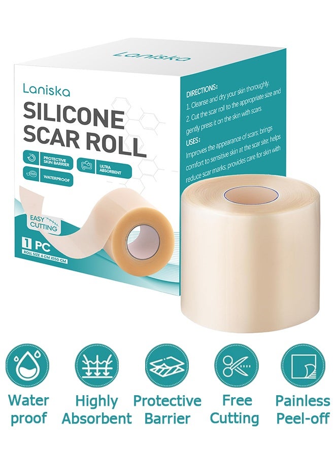 LANISKA Hydrocolloid Patches - Hydrocolloid Roll for Wound Care - Cuttable Waterproof Roll Tape - Hydrocolloid Patch Plasters Self-Adhesive, Waterproof Dressings, Extra Thin, Safe and Effective - for Burn, Blister, Acne Care, Sterile and Waterproof (4*150CM) - Image 1