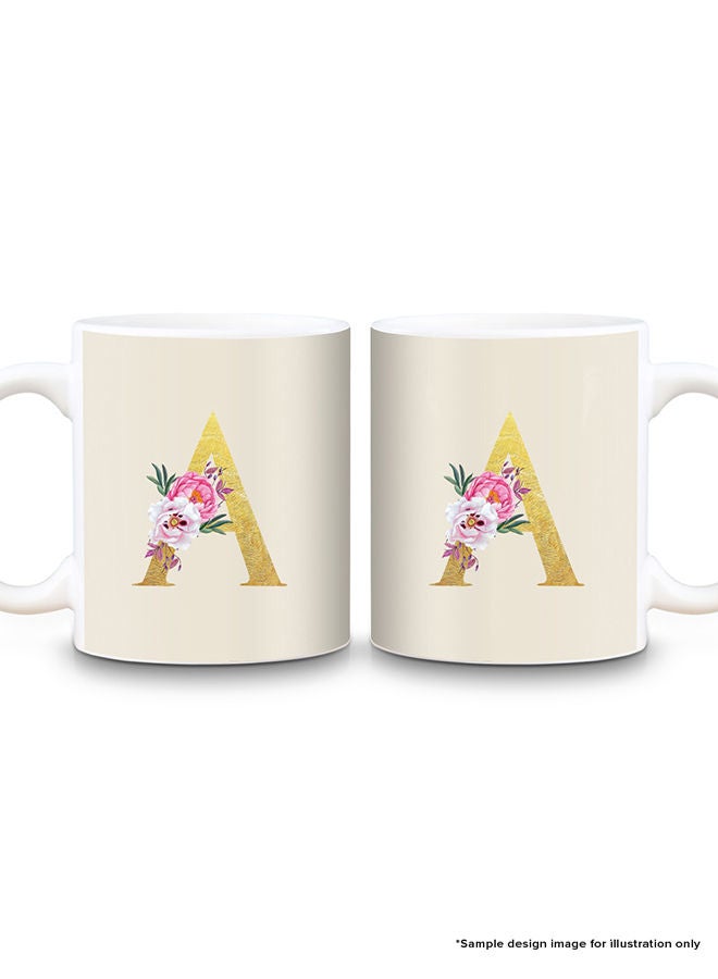 Stylizedd Stylizedd Designer Printed Coffee Mug 11oz Ceramic Personalised Gift Mugs Cup -Custom Monogram Initial Letter Floral Pattern Alphabet - B ( Dark Spring Green )  - Image 2
