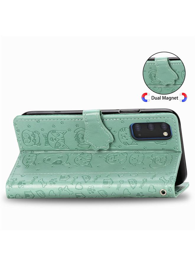 Zaboon Case For Galaxy S20 Cute Cat and Dog Embossed Horizontal Flip Leather Case with Bracket / Card Slot / Wallet / Lanyard - Image 4