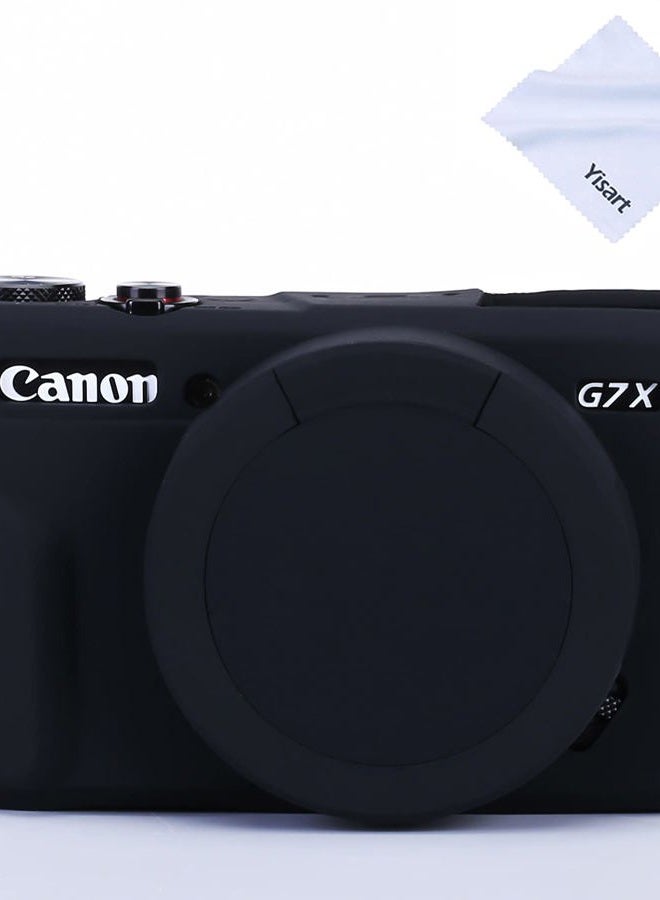 Yisau غطاء عدسة قابل للإزالة من السيليكون لجهاز G7 X Mark II G7 X غطاء مطاطي ناعم لكاميرا كانون باور شوت G7x ii G7x (أسود لامع) - Image 1