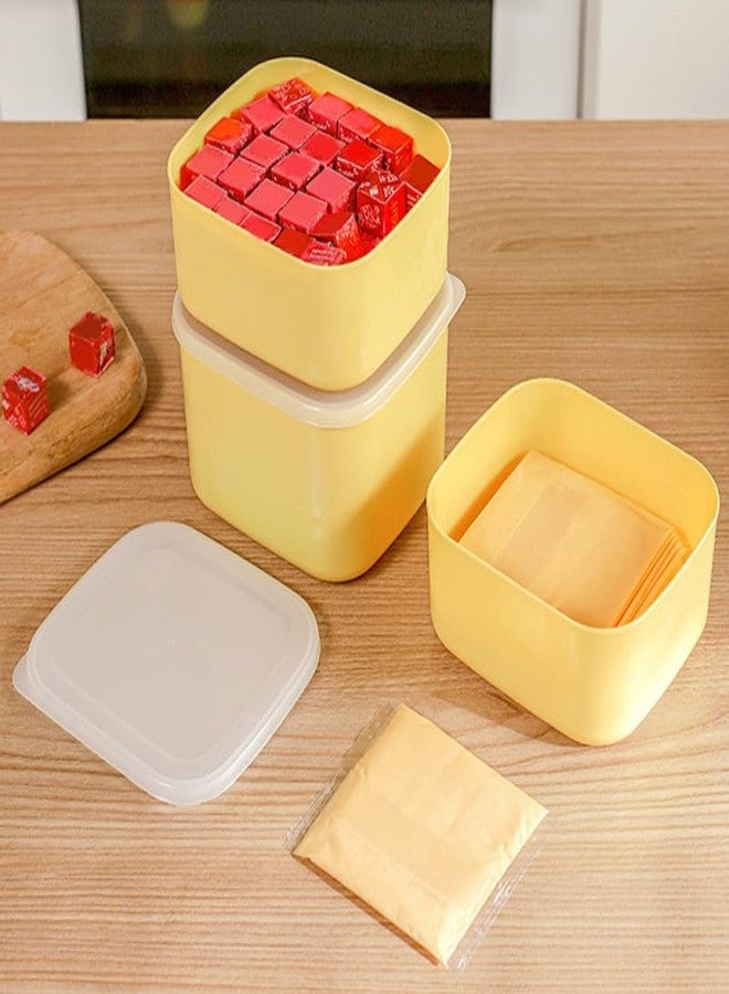 FUNOMOCYA Cheese Storage Box 2-Pack 4.72X4.33X3.54 Inch Airtight Reusable Cheese Slice Container with Lid for Butter and Preservation Refrigerator Organizer - Image 2