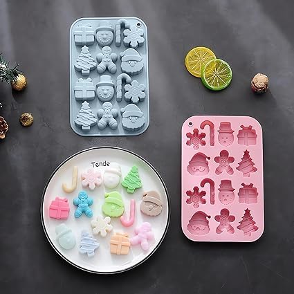 Husaini Mart HUSAINI MART 1PC 14 Cavity Silicone Christmas Chocolate Mould 14Cavity Santa Claus Snowman Gingerbread Snowflake Christmas Candy Molds for Baking Holiday Chocolate Candy Gummy Multicoloured  - Image 3