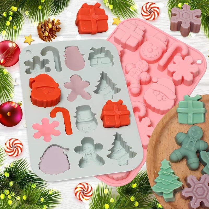 Husaini Mart HUSAINI MART 1PC 14 Cavity Silicone Christmas Chocolate Mould 14Cavity Santa Claus Snowman Gingerbread Snowflake Christmas Candy Molds for Baking Holiday Chocolate Candy Gummy Multicoloured  - Image 5