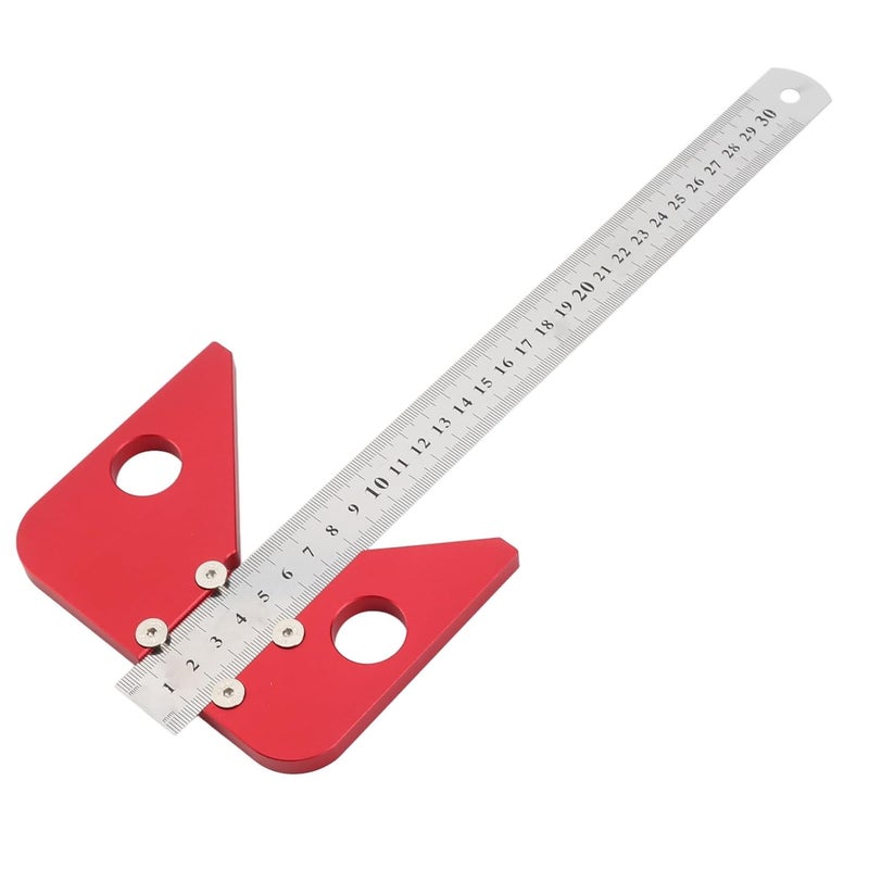45 Degree Angle Scribe Woodworking Center Line Gauge, Carpenter Layout Tool Set with Aluminum Alloy Positioner and Steel Ruler for Finding Center of Round and Square - Image 3