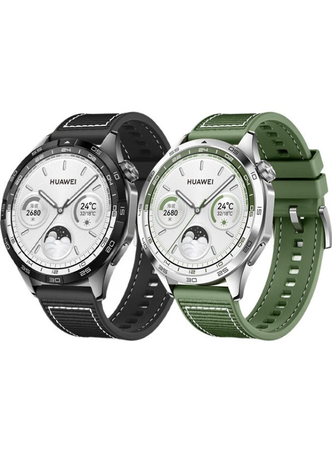 Wei Qiantu Weiqiantu Compatible With Huawei Watch Straps Gt4/Gt5/Pro/Watch3Pro/Gt2/Pro, Sports Silicone Watchband, Composite Woven, 46/48Mm Dial [Spruce Green] - Image 1