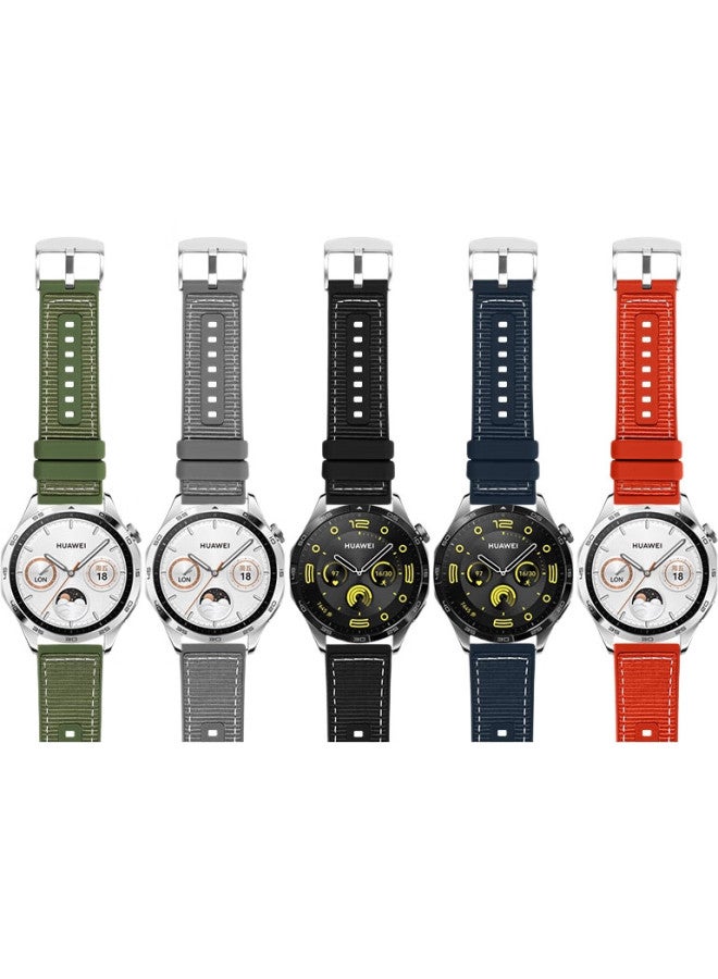 Wei Qiantu Weiqiantu Compatible With Huawei Watch Straps Gt4/Gt5/Pro/Watch3Pro/Gt2/Pro, Sports Silicone Watchband, Composite Woven, 46/48Mm Dial [Spruce Green] - Image 2