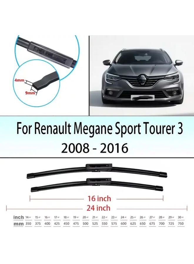 مجموعة شفرات مساحات الزجاج الأمامي والخلفي لرينو ميجان سبورت تورر 3 2008-2016 - Image 4