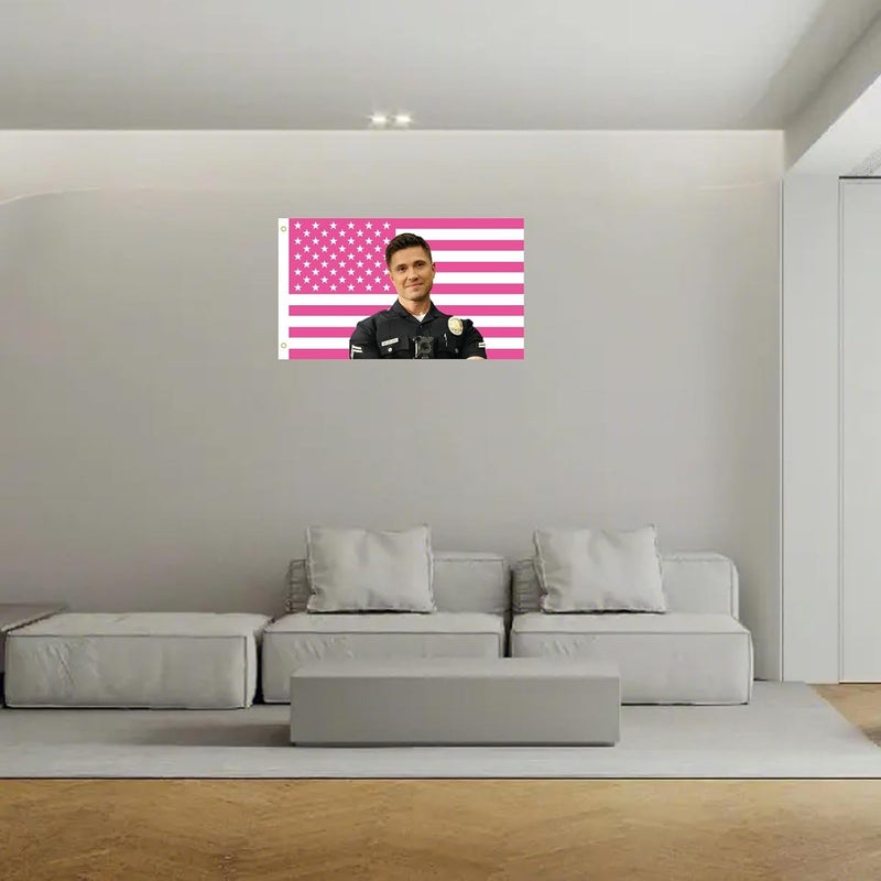 MAGJIUKE Tim Bradford American The Rookie Flag Wall Tapestry,Pink Eric Winter Wall Hanging Decor for Bedroom,3x5 Ft - Image 3