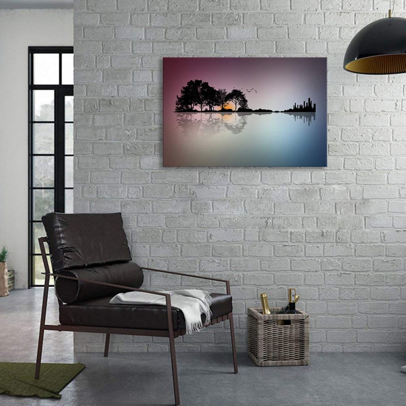 Urttiiyy Modern Blue White Music Abstract Guitar Tree Canvas Paintings Guitar Wall Art Music Home Decor for Living Room HD Printed Painting Framed Ready to Hang - Image 5