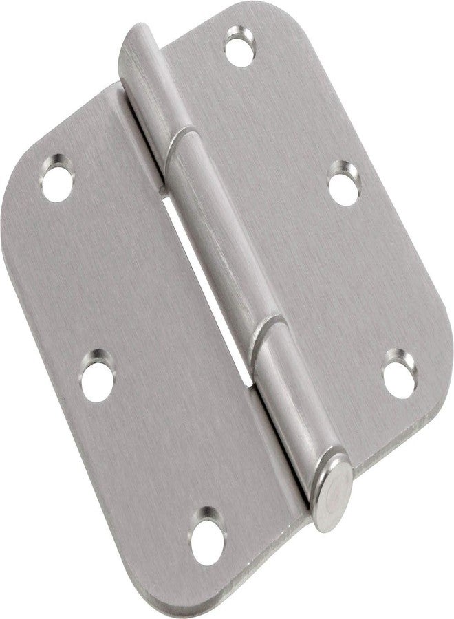 Hardware Essentials 854321 Round Corner Satin Nickel Squeak-Proof Door Hinges 3-1/2" (5 Pack) - Image 1