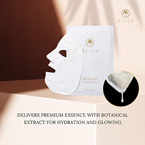 BI-SU Face Mask | Natural Swiftlet Nests Extract, Hyaluronic Acid, Ceramide, Collagen, Squalane, Anti-aging Japanese Skincare, Helps Wrinkles, Texture, Dryness, 4 Sheets, 27ml each, Damask Rose Scent - Image 2