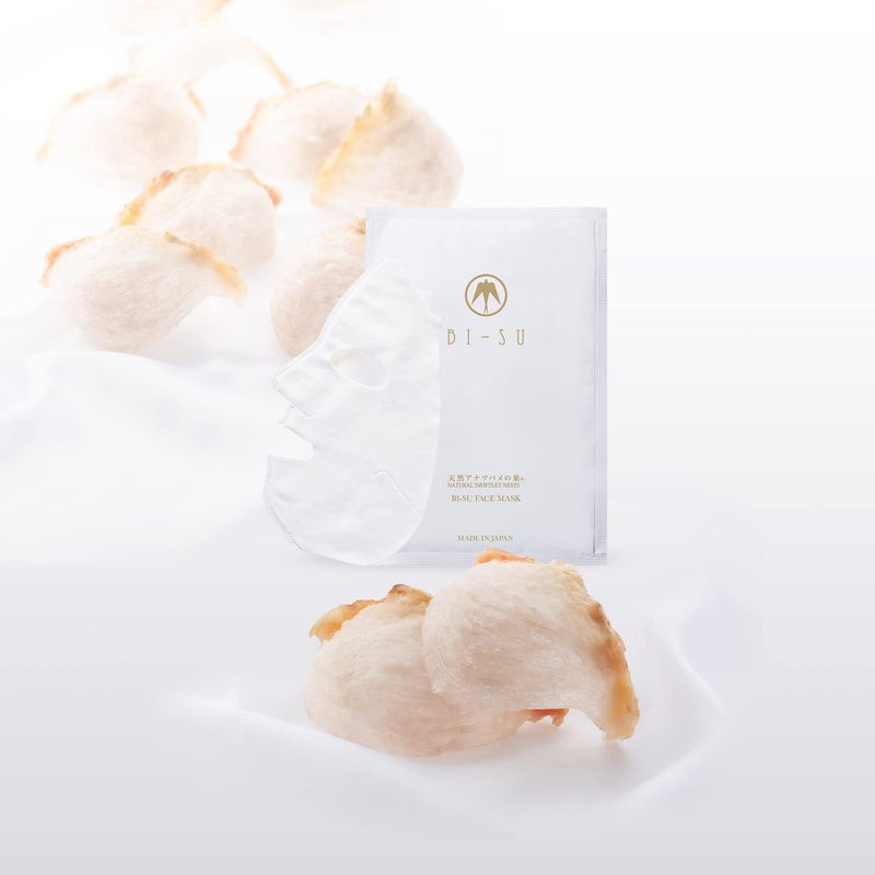 BI-SU Face Mask | Natural Swiftlet Nests Extract, Hyaluronic Acid, Ceramide, Collagen, Squalane, Anti-aging Japanese Skincare, Helps Wrinkles, Texture, Dryness, 4 Sheets, 27ml each, Damask Rose Scent - Image 4