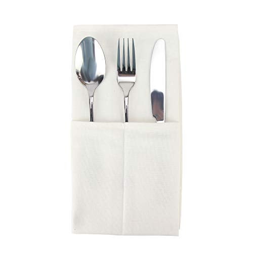 INFEI Solid Color Cotton Blended Dinner Cloth Napkins - Set of 12 (17 x 17 inches) - for Events & Home Use (Cream White) - Image 2